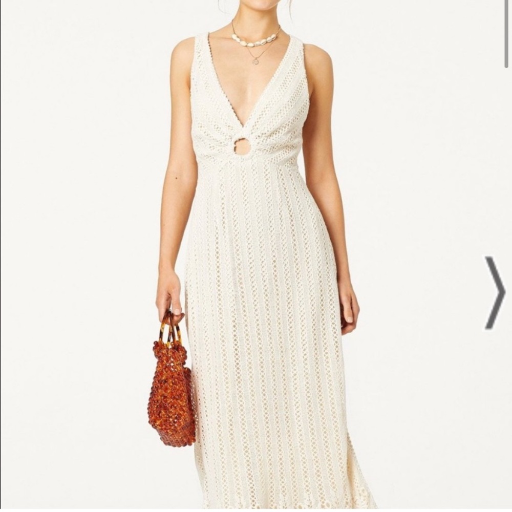 STEVIE MAY “Alpine” Crochet Halter Tie-Back Midi Dress: Sz M